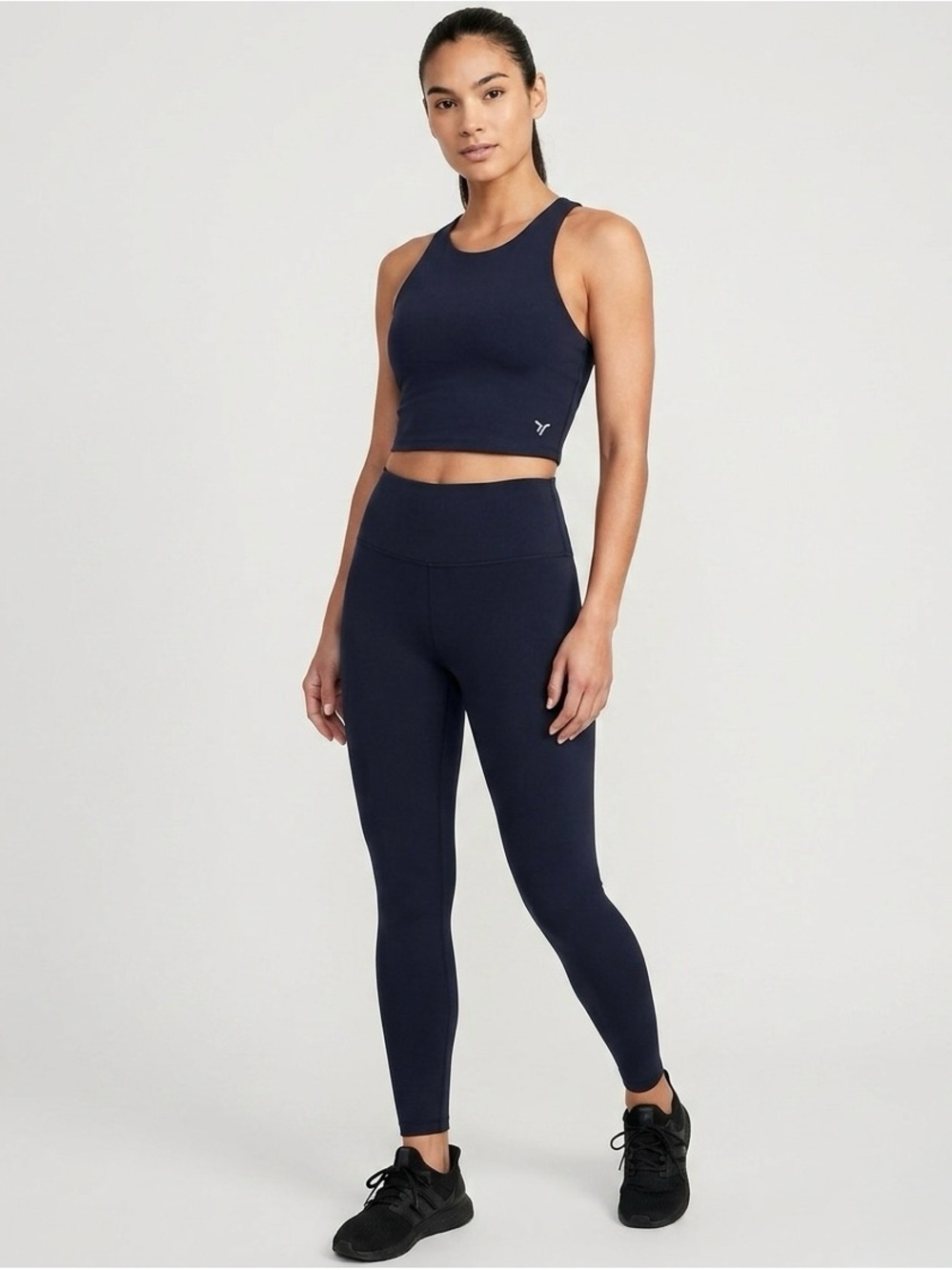 Black Cropped Racer Tank | Size L